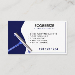 Minimalistische Navy Accent Kantoor Schoonmaak Visitekaartje