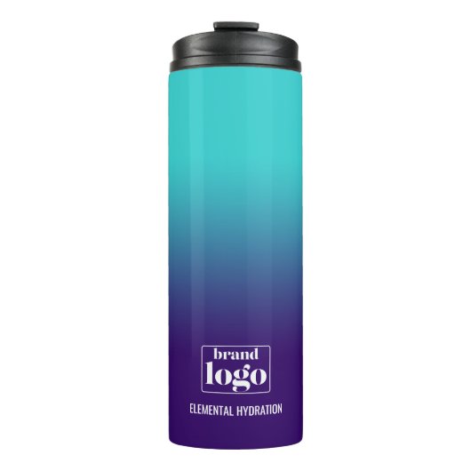 Minimalistische Navy Aqua Gradient Elemental Logo Thermosbeker (Voorkant)