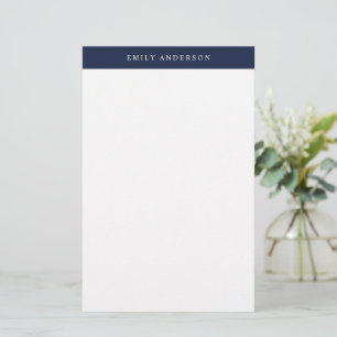 Minimalistische Navy Blau Elegante Monogram Briefpapier