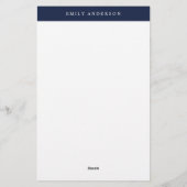 Minimalistische Navy Blau Elegante Monogram Briefpapier (Achterkant)