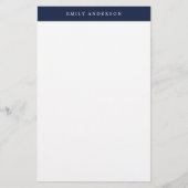 Minimalistische Navy Blau Elegante Monogram Briefpapier (Voorkant)