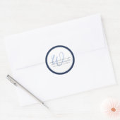 Minimalistische Navy Blau Monogram Terug Adres Ronde Sticker (Envelop)