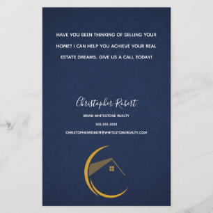 Minimalistische Navy Blau Onroerend Goed Flyer