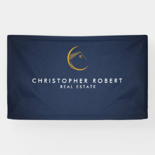 Minimalistische Navy Blau Onroerend Goed Spandoek
