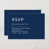 Minimalistische Navy Blau RSVP Kaart (Voorkant / Achterkant)