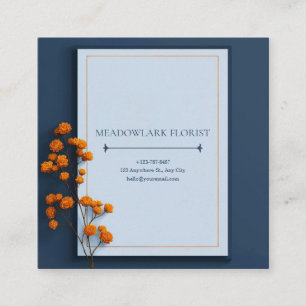 Minimalistische Navy Blau Sinaasbloesem Gouden Lij Vierkante Visitekaartje