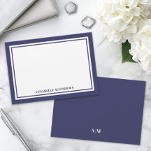 Minimalistische Navy Blau Twee Rand Monogram