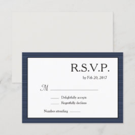 Minimalistische Navy Blau Wit Grijs Strepen RSVP Kaart