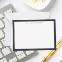 Minimalistische Navy Blauwe en Gouden Monogram