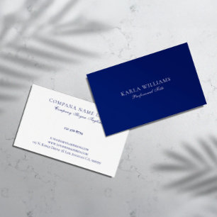 Minimalistische Navy-Blauwe en Witte Omkeerbare Visitekaartje