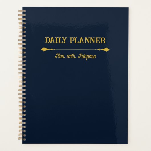 Minimalistische Navy Blauwe Gouden Planner (Voorkant)