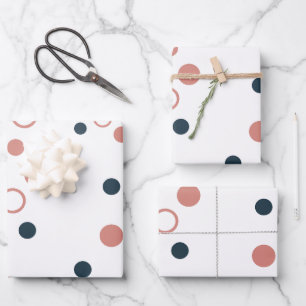 Minimalistische Navy Blauwe Koraal Stippen Inpakpapier Vel