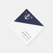 Minimalistische Navy Blauwe Nautilus Monogram Brui Servet (Hoek)