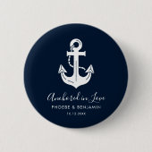 Minimalistische Navy Blauwe & Witte Aangepaste Naa Ronde Button 5,7 Cm (Voorkant)