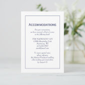 Minimalistische Navy Blauwe Witte Trouwaccommodati Informatiekaartje (Staand voorkant)