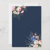 Minimalistische Navy Blue Boho Wildflower Wedding Kaart (Achterkant)