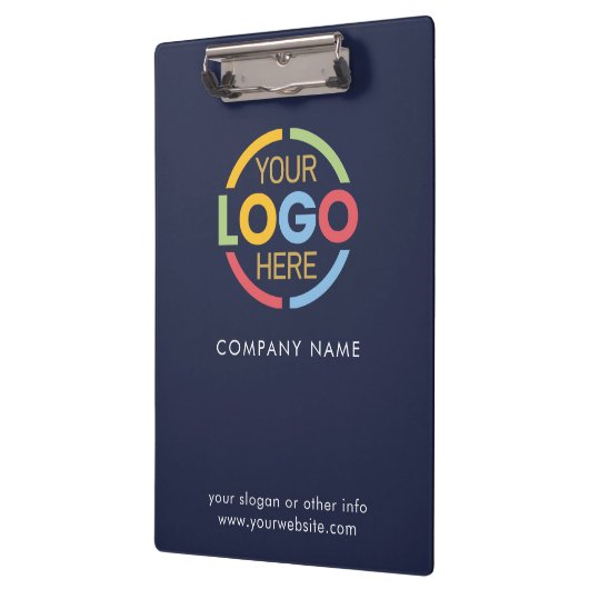 Minimalistische Navy Blue Custom Company Business Klembord (Links)