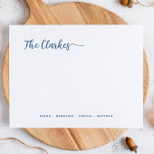 Minimalistische Navy Blue Family Stationery Notitiekaartje