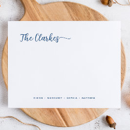 Minimalistische Navy Blue Family Stationery Notitiekaartje