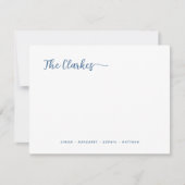 Minimalistische Navy Blue Family Stationery Notitiekaartje (Voorkant)