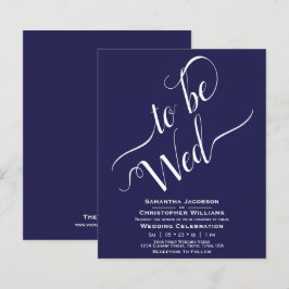 Minimalistische Navy Blue HUWELIJKSUITNODIGING voo