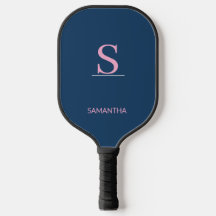 Minimalistische Navy Blue met Roze Naam en Initiaa