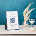 Minimalistische Navy Blue Monogram Review Link QR  Fotoplaat<br><div class="desc">Minimalistische Navy Blue Monogram Review Link QR Code plaquette ideaal voor bedrijven,  consultant,  professionals of marketingmanager. Het heeft twee dikke en dunne marineblauwe randen en een QR-code voor de review link.</div>