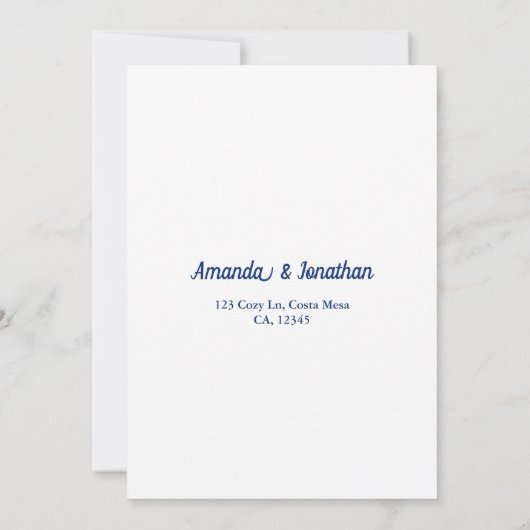 Minimalistische Navy Blue QR Code Save the Date Ka Kaart (Achterkant)