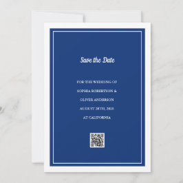 Minimalistische Navy Blue QR Code Save the Date Ka Kaart