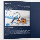Minimalistische Navy Blue Real Estate Fold Kaart (Binnenzijde eerst)