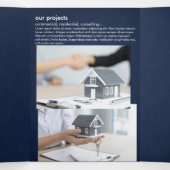 Minimalistische Navy Blue Real Estate Fold Kaart (Binnenkant midden)