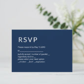 Minimalistische Navy Blue RSVP Kaart (Staand voorkant)