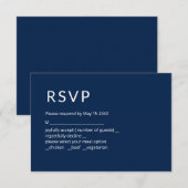 Minimalistische Navy Blue RSVP Kaart (Voorkant / Achterkant)