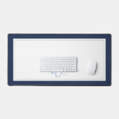 Minimalistische Navy Blue Script Twee Rand Monogra Bureaumat (Keyboard & Muis)