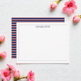 Minimalistische Navy Blue Stripes Classic Chic Mod Notitiekaartje