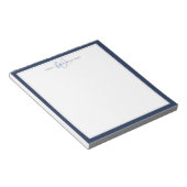 Minimalistische Navy Blue Twee Rand Monogram Notitieblok (Schuin)