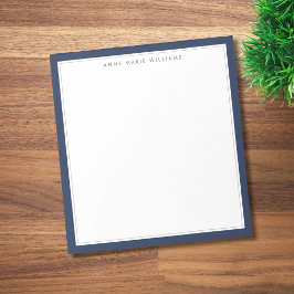 Minimalistische Navy Blue Twee Rand Naam Notitieblok