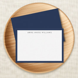 Minimalistische Navy Blue Twee Rand Naam Notitieka Notitiekaartje