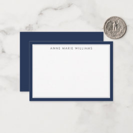 Minimalistische Navy Blue Twee Rand Naam Notitieka Notitiekaartje