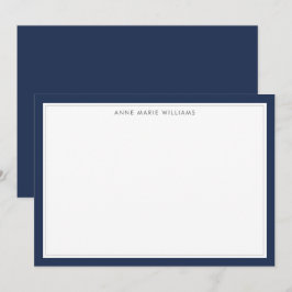 Minimalistische Navy Blue Twee Rand Naam Notitieka Notitiekaartje