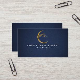 Minimalistische Navy Blue Vastgoed Bedrijfskaart Visitekaartje