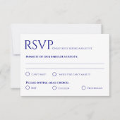 Minimalistische Navy Blue Wedding Response Kaart (Voorkant)