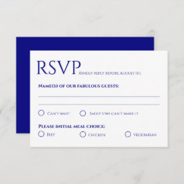 Minimalistische Navy Blue Wedding Response Kaart