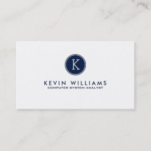 Minimalistische Navy Blue & White Sjabloon Visitekaartje