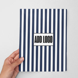 Minimalistische Navy Blue White Stripes Business L Inpakpapier Vel