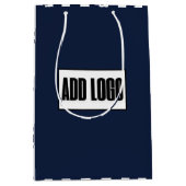 Minimalistische Navy Blue White Stripes Business L Medium Cadeauzakje (Voorkant)