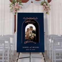 Minimalistische Navy Blush Pink Wedding Welkomstbo