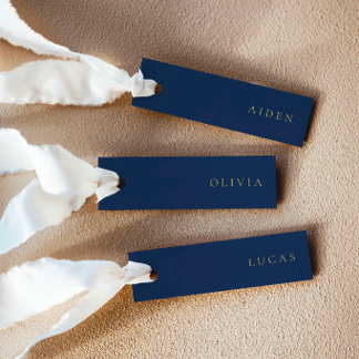 Minimalistische Navy en Gouden Trouwnaam Plaatjes Kaart