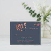 Minimalistische Navy Roos Gold Calligrafie Reactie Briefkaart (Staand voorkant)
