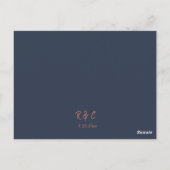 Minimalistische Navy Roos Gold Calligrafie Reactie Briefkaart (Achterkant)